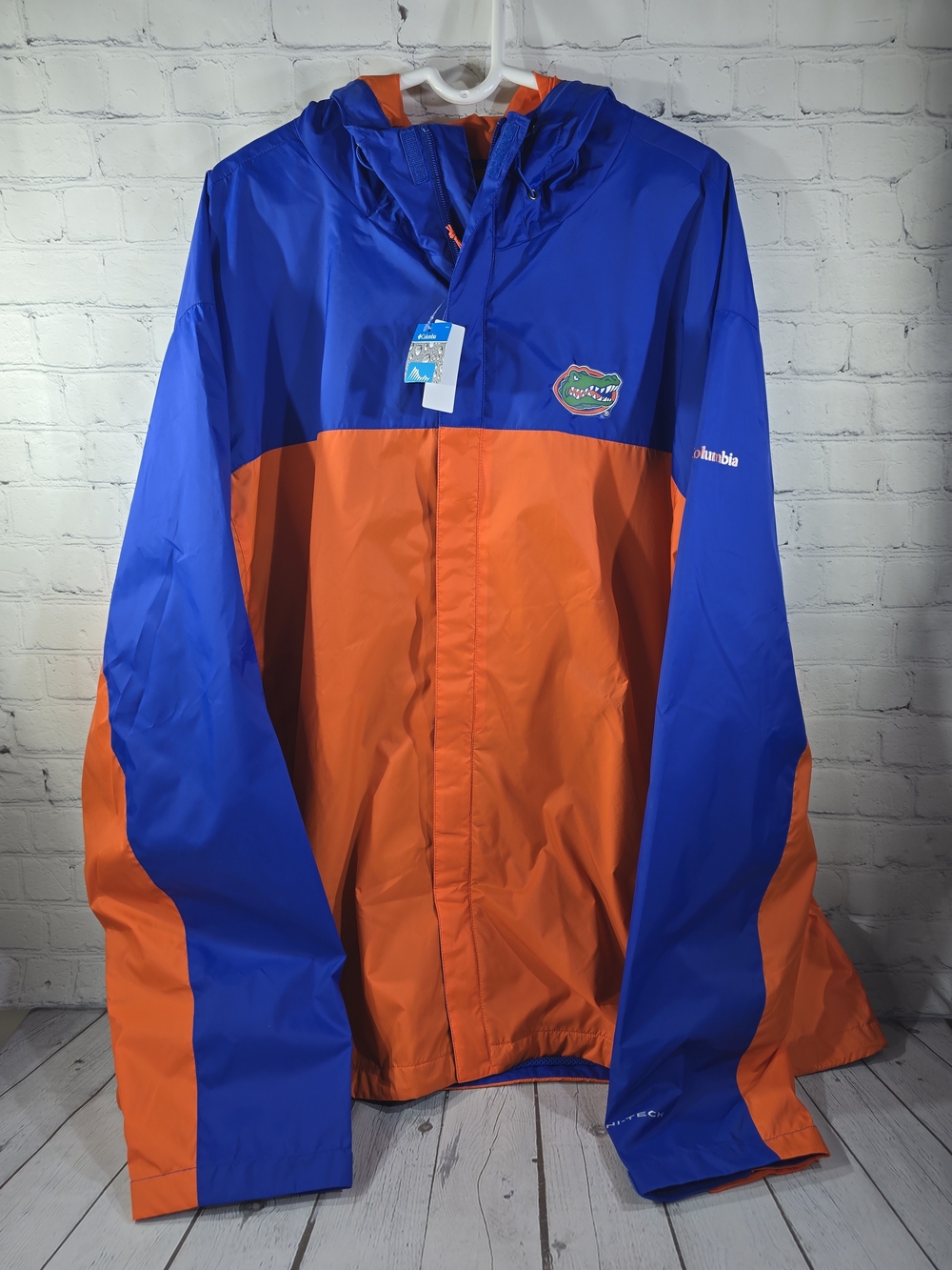 Florida Gators NCAA Columbia Men’s Rain Jacket 4XT Orange Blue Omni-Tech New